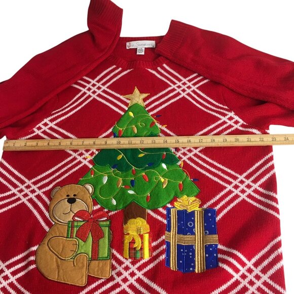 Christmas Sweater Chunky Knit Pullover Red Size Large 42-44 Ugly Holiday Party - Picture 6 of 11